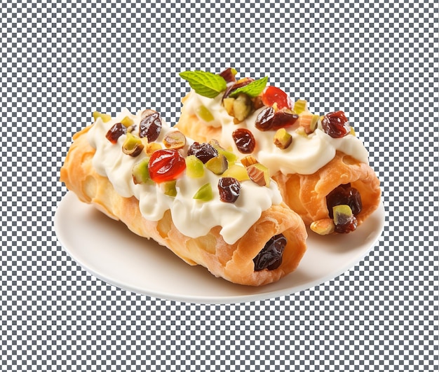 PSD lecker und köstlicher sizilianischer cannoli, isoliert auf durchsichtigem hintergrund