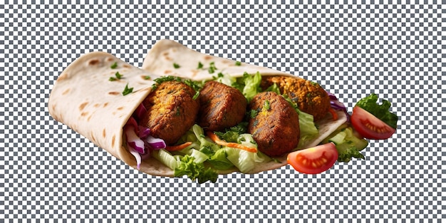 PSD leckere falafel-wrap isoliert auf transparentem hintergrund