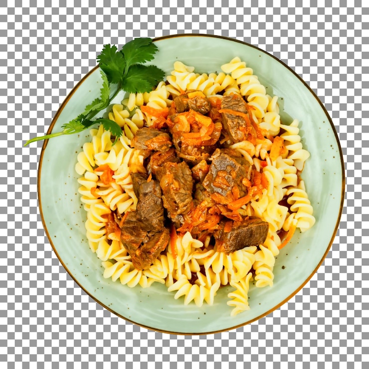 PSD leckere hausgemachte pasta mit sauce auf transparentem hintergrund
