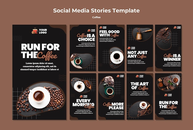 Leckere Kaffee-Social-Media-Geschichten