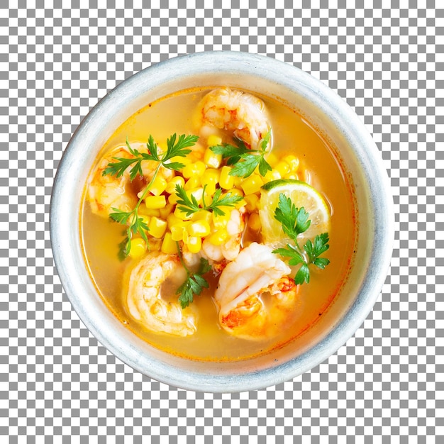Leckere Meeresfrüchtesuppe einzeln auf transparentem Hintergrund