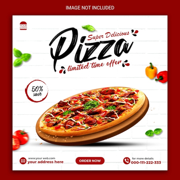 Leckere pizza social media post template design