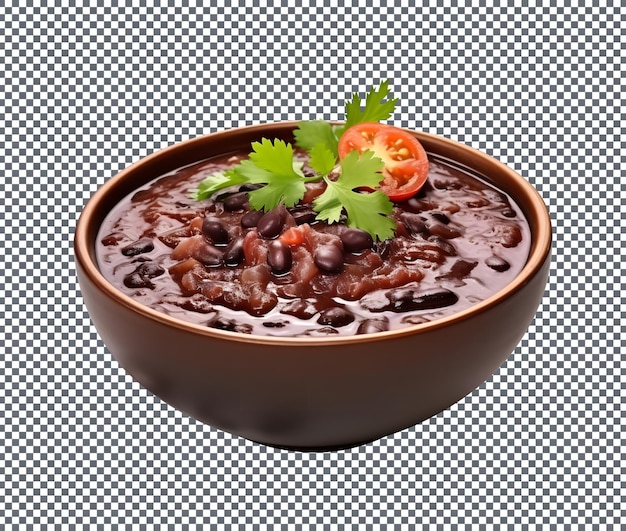 Leckere schwarze bohnen suppe isoliert auf weißem hintergrund