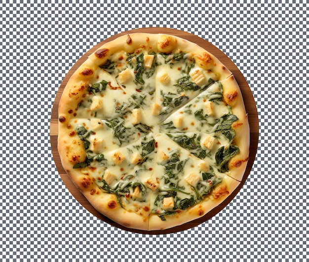 PSD leckere und köstliche spinat- und feta-pizza auf weißem hintergrund