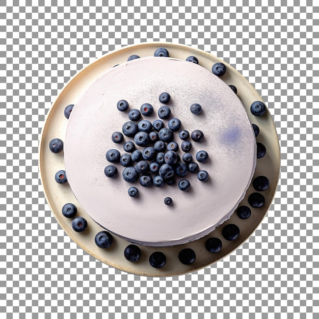 Leckerer blaubeerkuchen mit frischen blaubeeren, draufsicht isoliert auf transparentem hintergrund