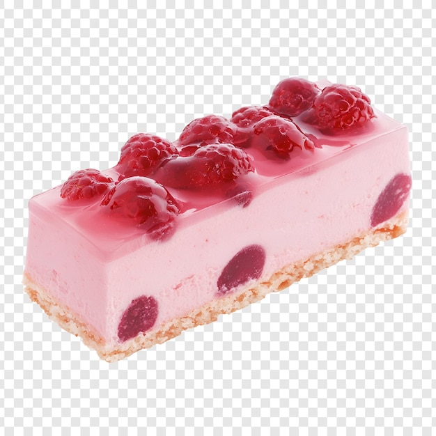 Leckerer Himbeer-Käsekuchen-Bar Süßes Isolieren auf durchsichtigem
