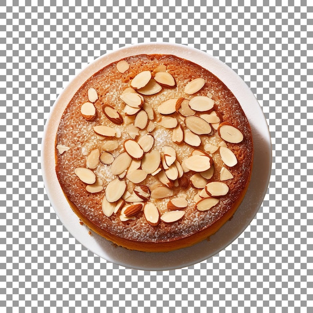 Leckerer Kuchen mit zerstoßenen Mandeln isoliert auf transparentem Hintergrund