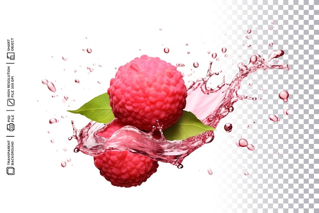 Leckerer Litschi-Spritzer auf transparentem Hintergrund