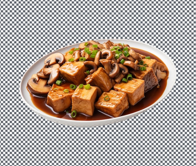 PSD leckerer und köstlicher geschmorter tofu isoliert auf transparentem hintergrund