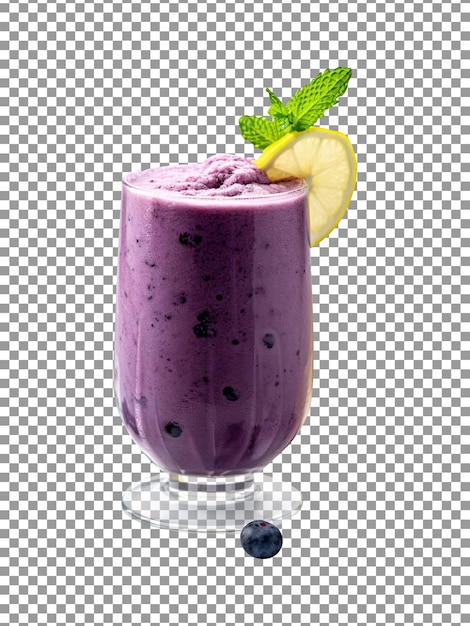 Leckeres blaubeer-smoothie-glas isoliert auf transparentem hintergrund