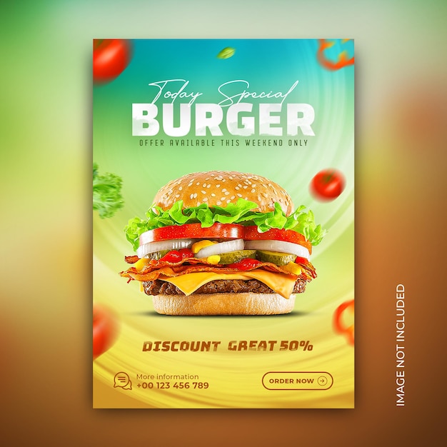 Leckeres burger-menü und restaurant-flyer-vorlage psd