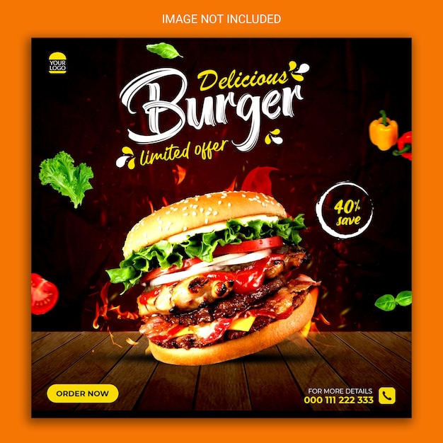 Leckeres burger-social-media-design