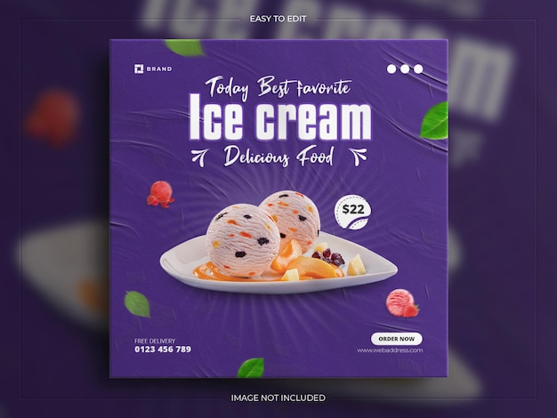 Leckeres dessert-essen für social media instagram-post-banner-vorlage