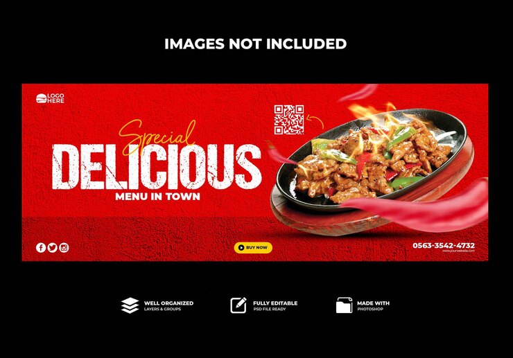Leckeres Essen Facebook Cover Banner Vorlage