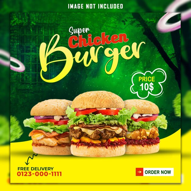 Leckeres Essen Menü Social Media Banner Vorlage PSD