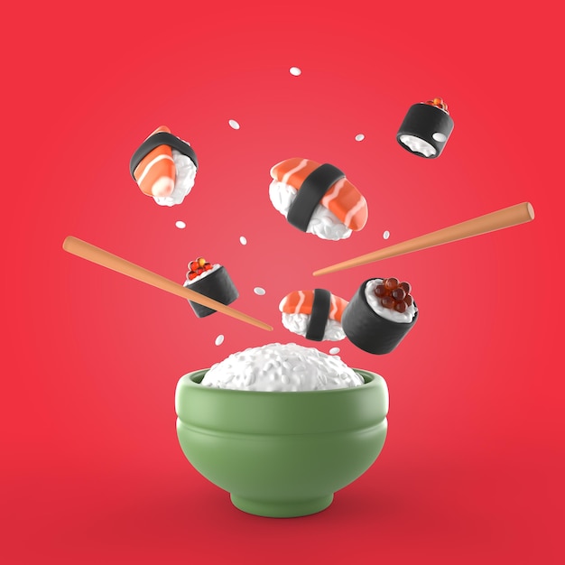 Leckeres Sushi-Rendermodell