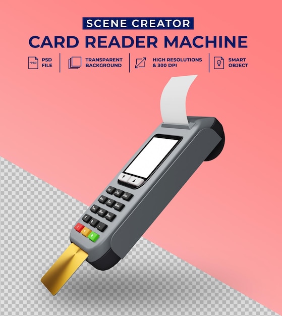 Lecteur de cartes de débit et de crédit en conception 3D