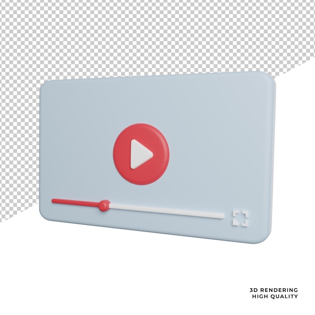 Lecture De Vidéos De Site Web Vue Latérale Icône Illustration De Rendu 3d Avec Fond Transparent