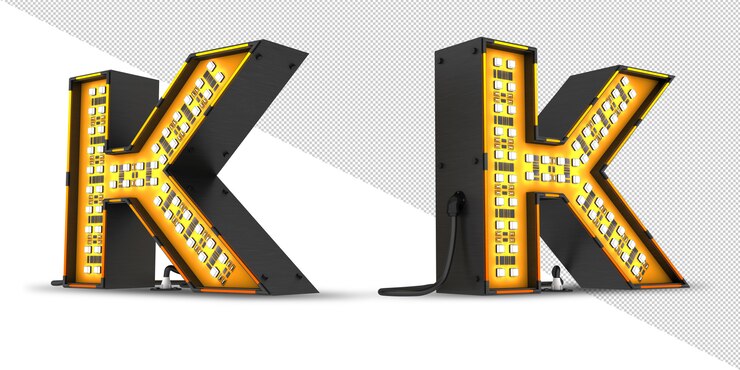 PSD led alfabeto luz 3d rendering, archivo psd.