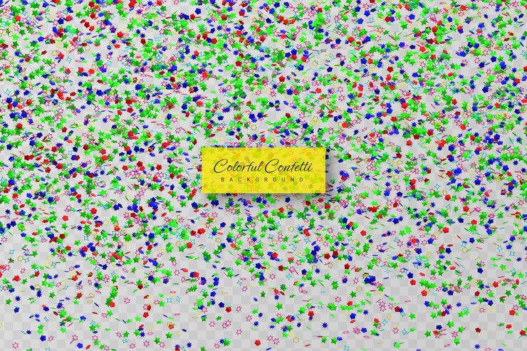 PSD ledakan confetti dan serpentine emas realistis untuk pita pesta festival