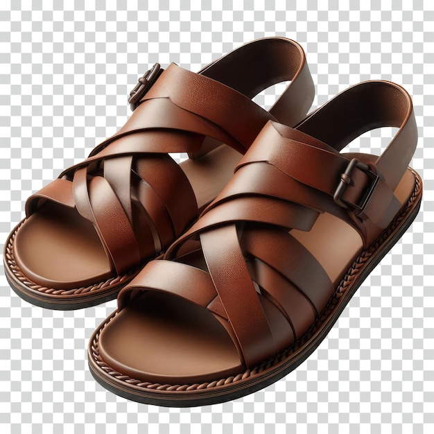 Leder-Sandalen mit durchsichtigem Hintergrund.