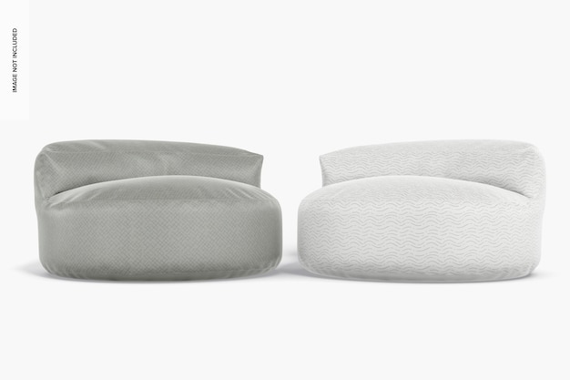 Lederpoufs mit Rückenlehnenmodell, Seitenansicht