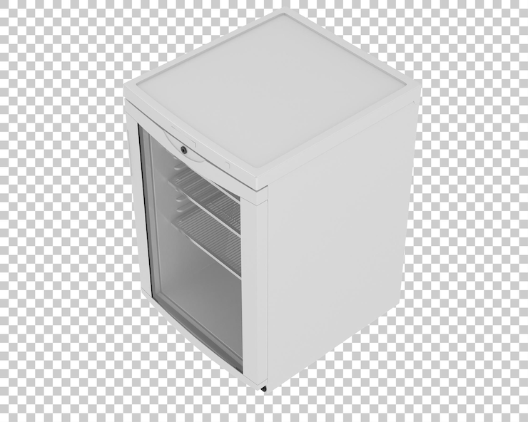 PSD lednička izolovaná na průhledném pozadí, 3d renderování ilustrace