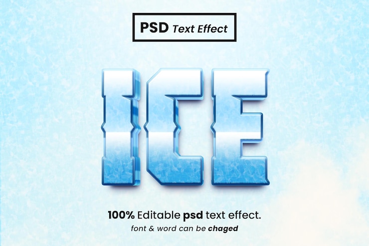 PSD ledově chladný 3d upravitelný textový efekt