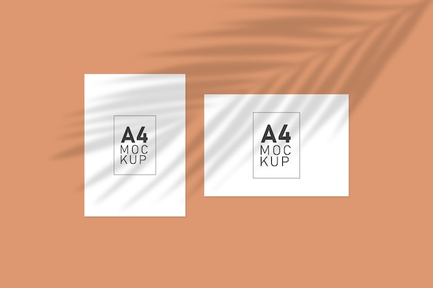 Leer A4-Weißpapier Mockup mit Blatt-Schatten-Overlay-Effekt