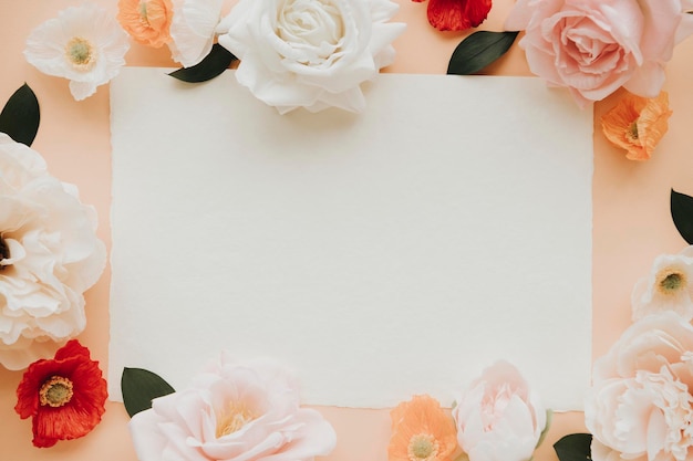 Leer Karte auf Blumen Vorlage Mockup
