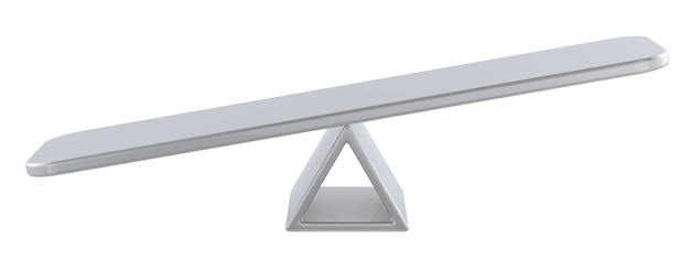 Leer Seesaw Ungleichgewichts 3D-Rendering isoliert auf transparentem Hintergrund