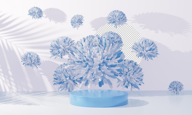 Leere Anzeige mit Blume für Präsentations-3D-Rendering
