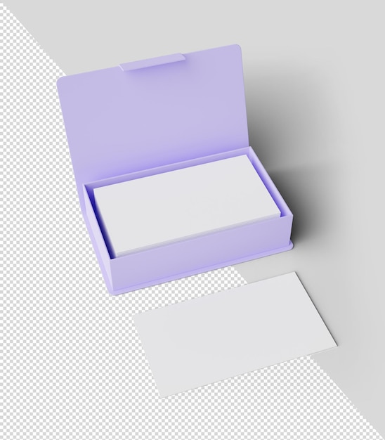 PSD leere karten in einer violetten kiste isoliert