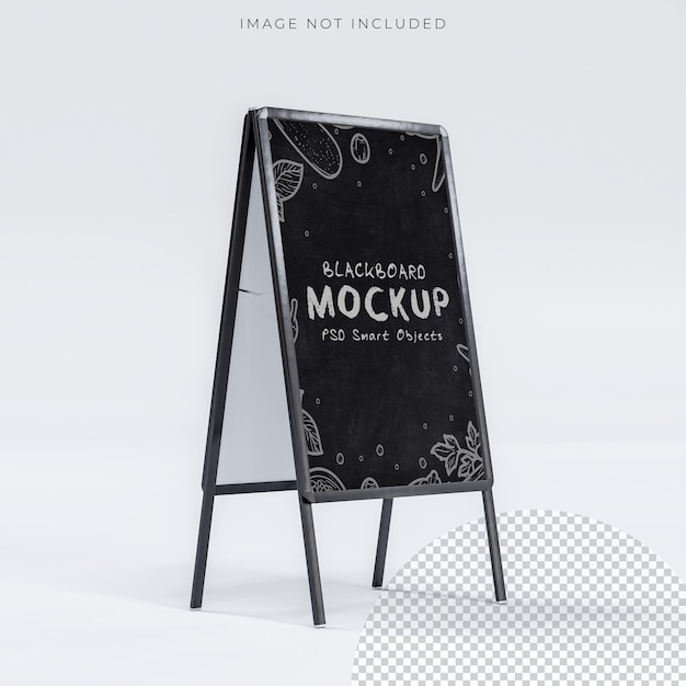 Leere Kreidetafel Straßenstand-Mockup Isolierter Bürgersteig-Menüregal mit Materialrahmen-Schablone