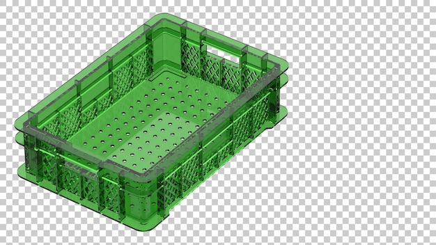 Leere Plastikkiste auf transparentem Hintergrund 3D-Darstellung