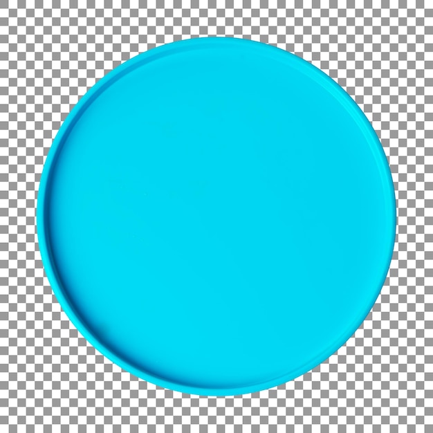 Leere runde blaue Keramikplatte mit transparentem Hintergrund