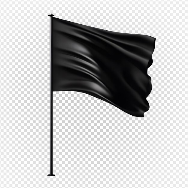 Leere schwarze flagge auf stange isoliert auf weißem hintergrund generativ ai