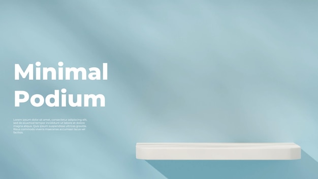 Leere Szene aus weißem Podium in Landschaft mit hellhimmelblauem Podium, 3D-Rendering
