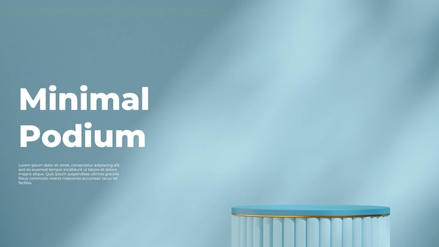 leere szene himmelblau und gold podium in landschaft blaue wand und sonnenlicht 3d-rendering