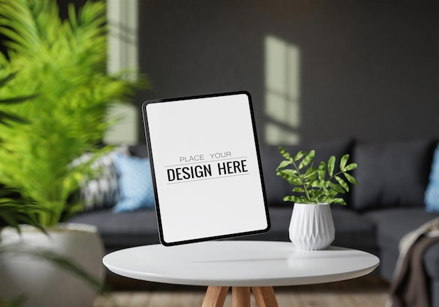 Leere Tablette mit Dekoration PSD Mockup