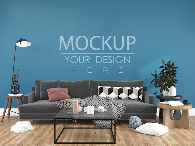 Leere Wandinnenmöbel 3D Psd Mockup