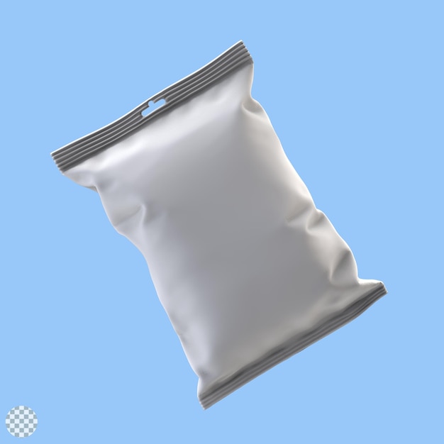 leere weiße Plastik und Silber für Lebensmittel Snacks Kekse realistisch isolierte 3D-Render Illustration
