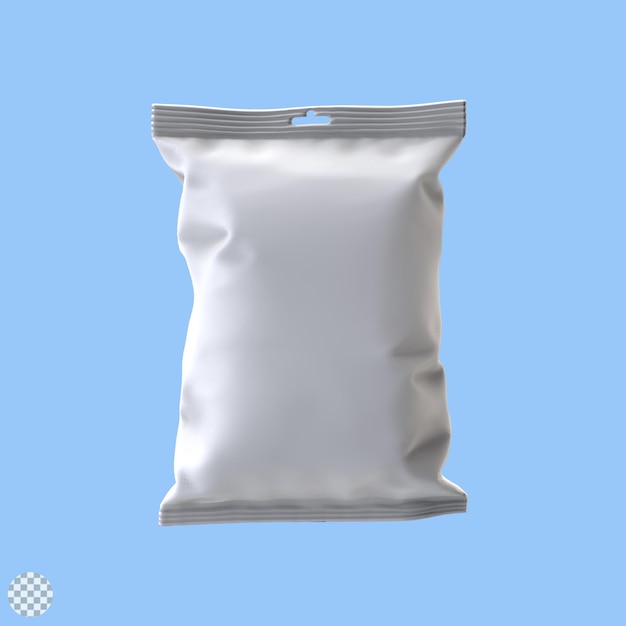 leere weiße Plastik und Silber für Lebensmittel Snacks Kekse realistische isolierte 3D-Render Illustration