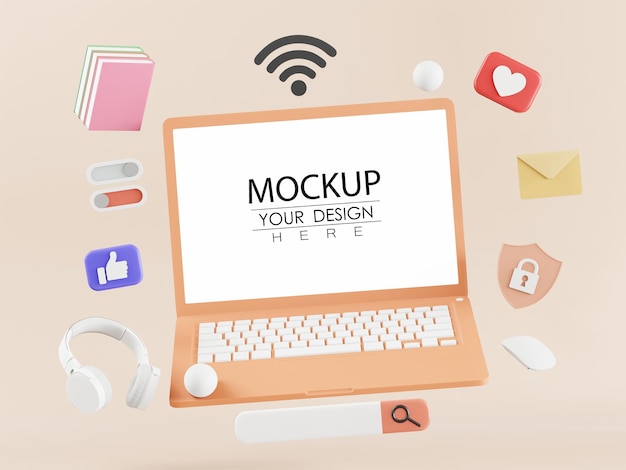 Leerer Bildschirm Laptop-Computer mit Element PSD Mockup