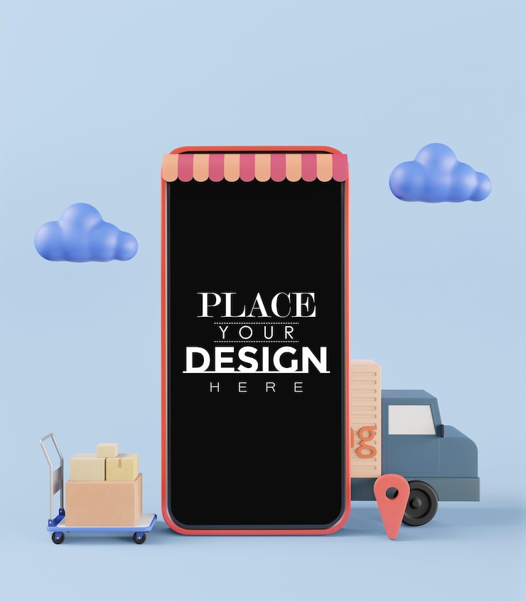 PSD leerer bildschirm smartphone computer mockup. lieferkonzept