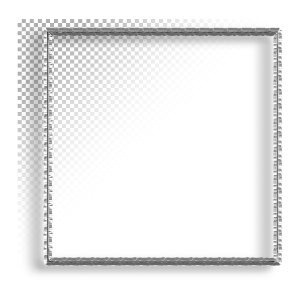 PSD leerer quadratischer rahmen auf transparentem hintergrund metallisches silber