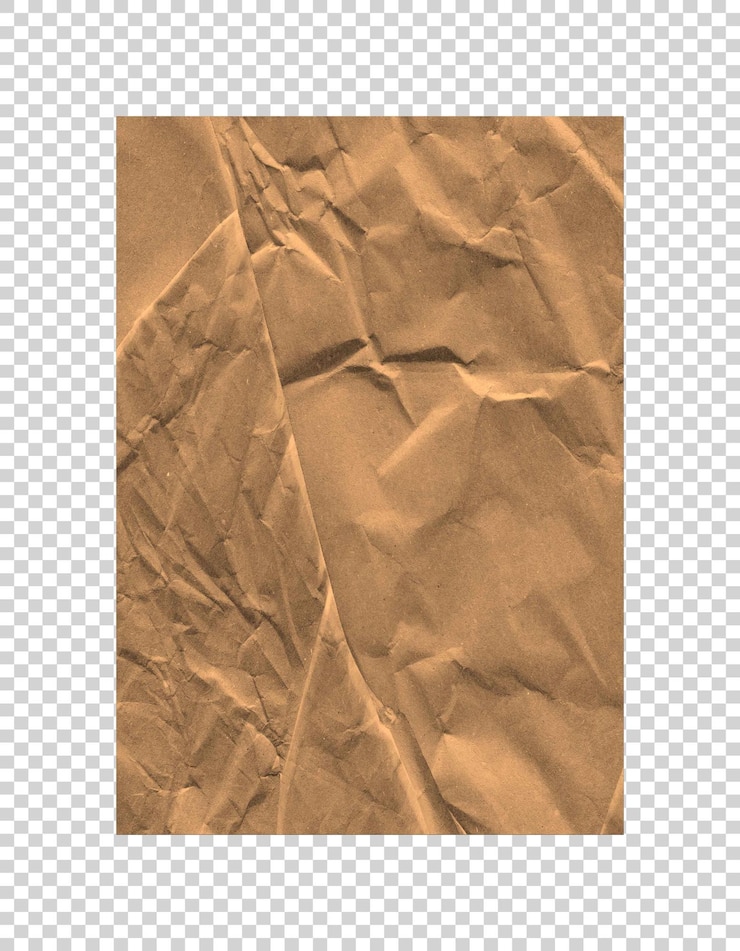 PSD leeres gefaltetes braunes papier auf durchsichtigem hintergrund