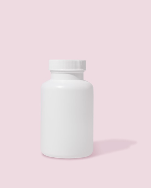 Leeres Plastikrohr der weißen Flasche auf rosa Hintergrund Mockup