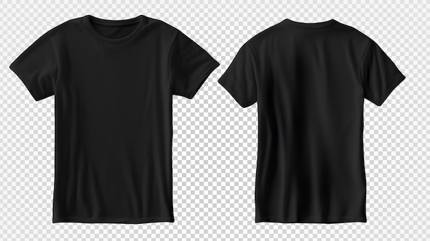 Leeres schwarzes t-shirt-modell nahaufnahme schwarzes t-shirt auf transparentem hintergrund generative ai