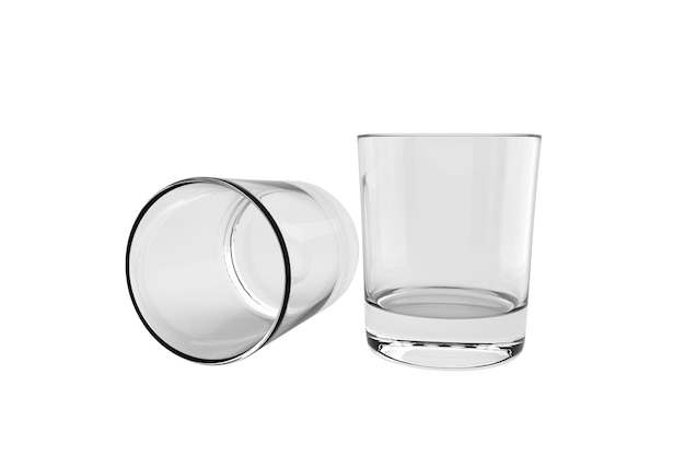Leeres und sauberes Whiskeyglas mit durchsichtigem Hintergrund
